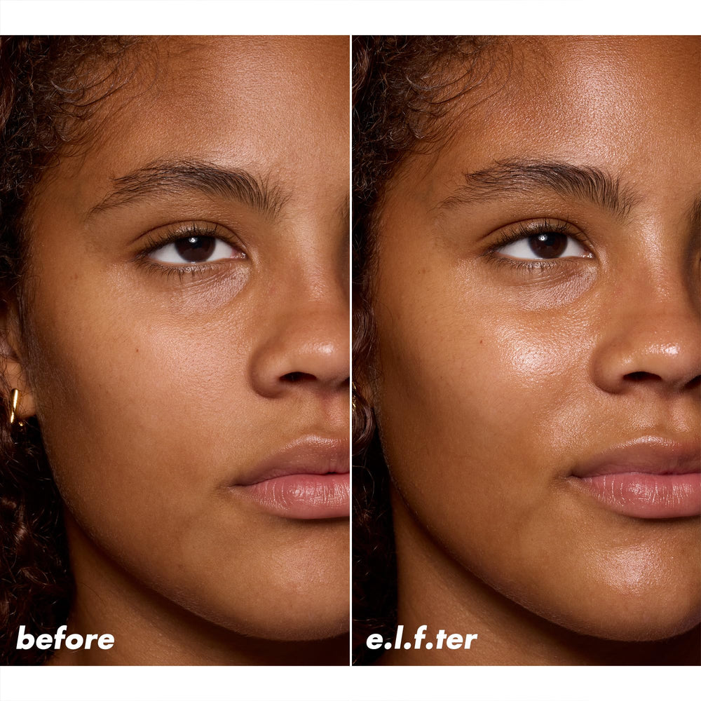 e.l.f. SKIN Thirst Burst Drops used as a primer for a hydrated makeup base.