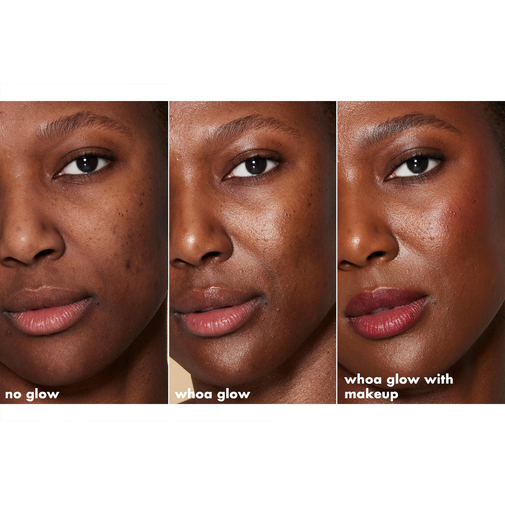 Peach shimmer texture on skin from e.l.f. Suntouchable Whoa Glow SPF 30