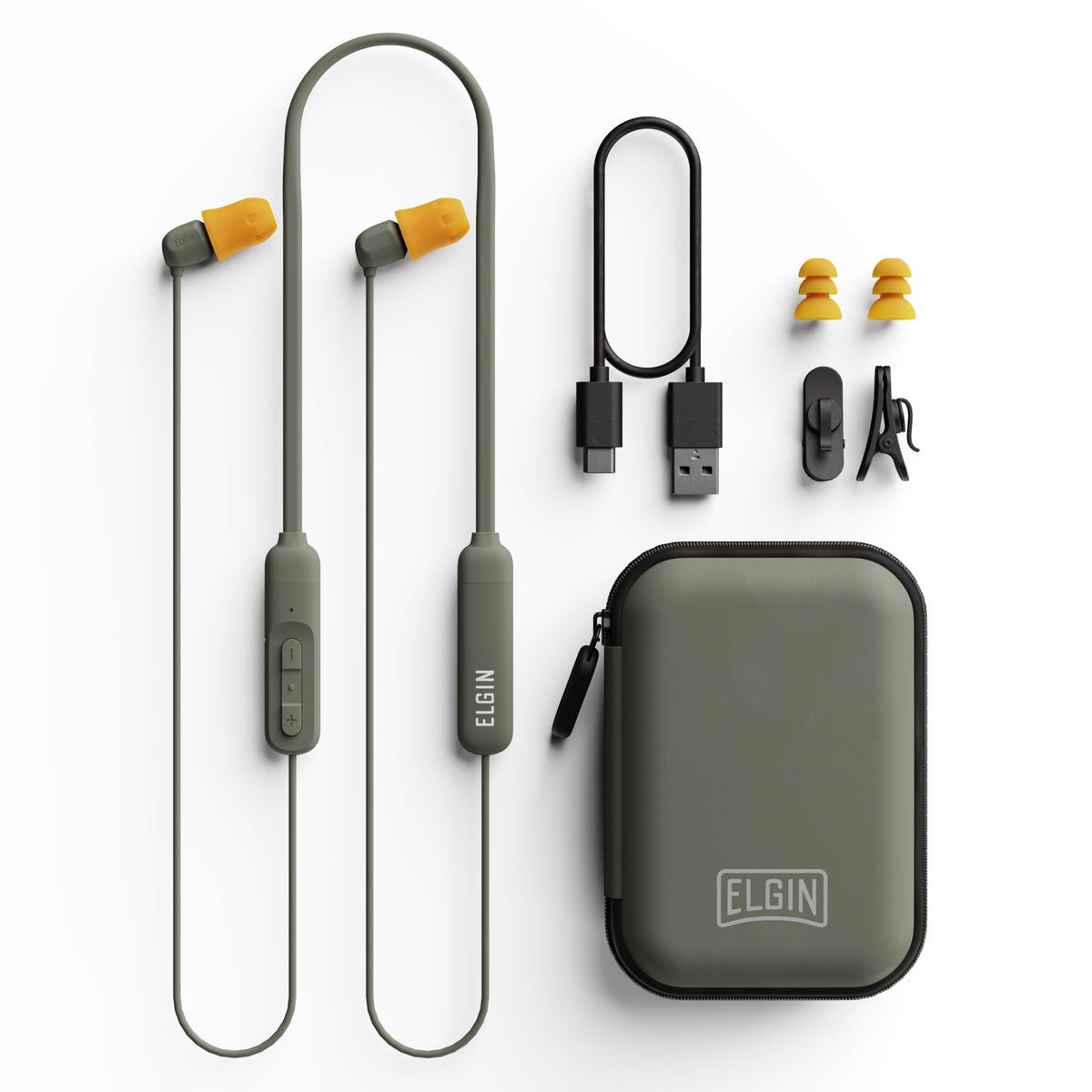Elgin Discord Gen 3 earbuds in a compact case for easy transport.