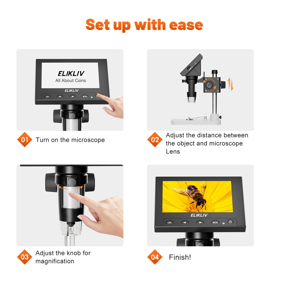 Elikliv EDM4 ideal for inspecting jewelry and stamps with crisp visuals.