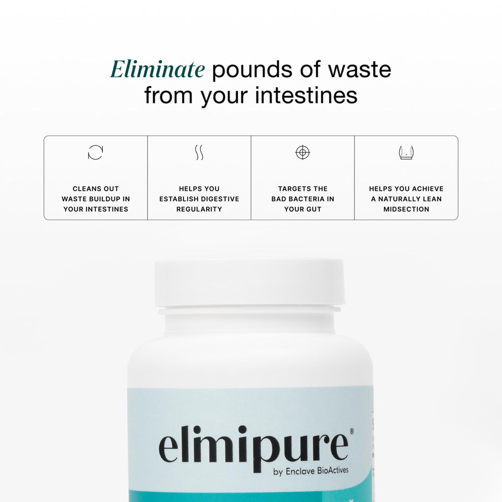 Elimipure Gut Cleanse tablets close-up showing capsules