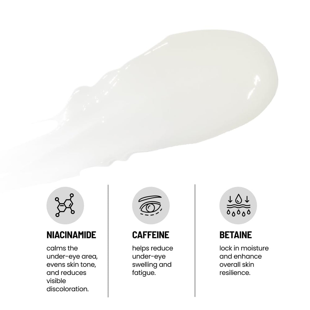 Eliré Eye Cream with ceramides and caffeine emphasizes barrier support and depuffing.