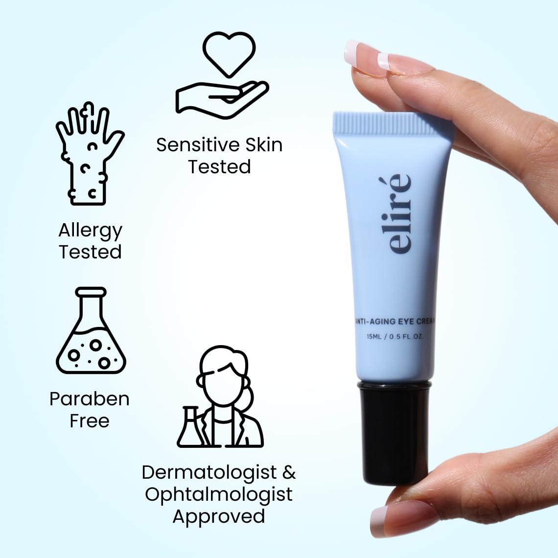 Eliré Eye Cream provides a makeup-ready finish for crease-free wear.