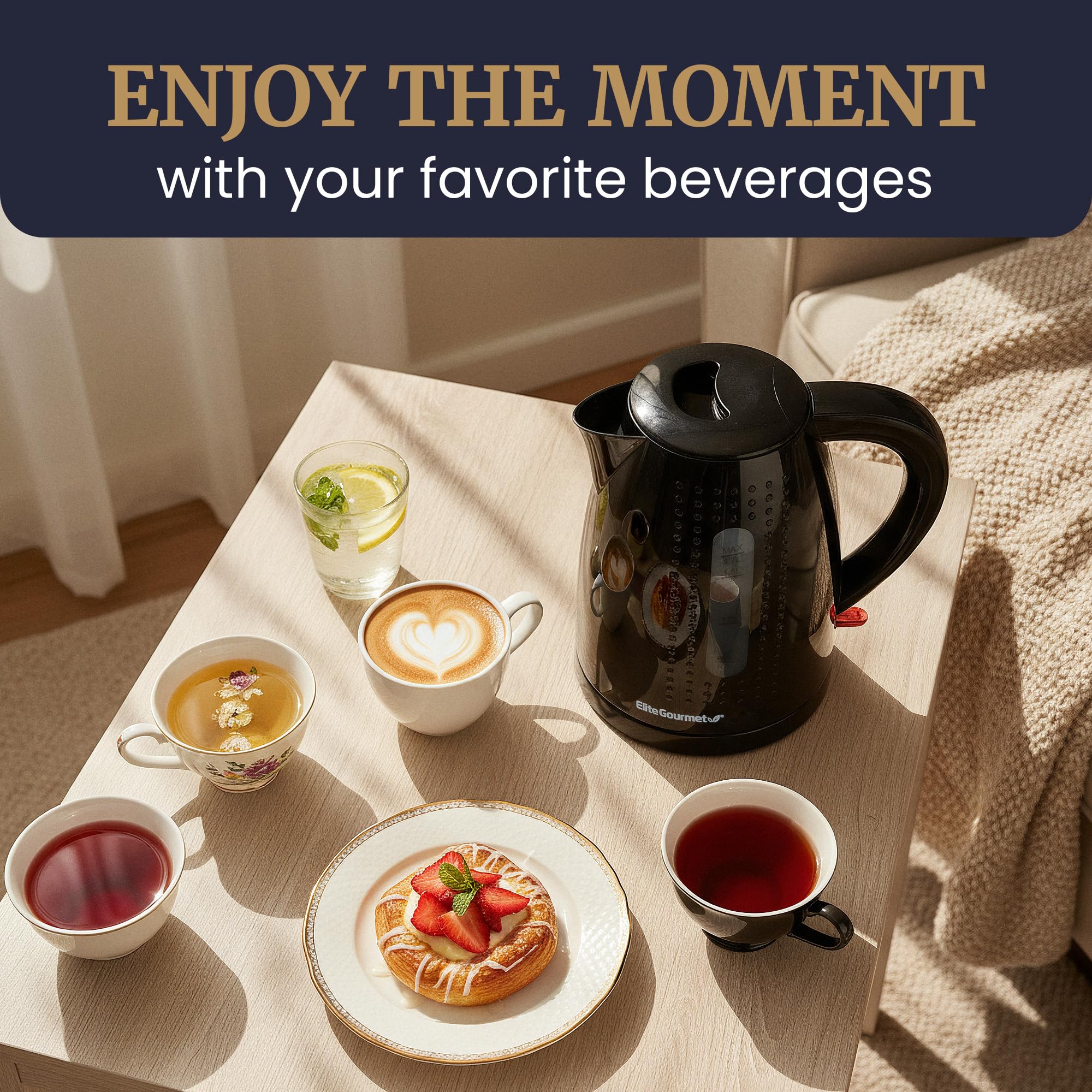Elite Gourmet EKT5051 boil-dry protection helps prevent damage when water is low.