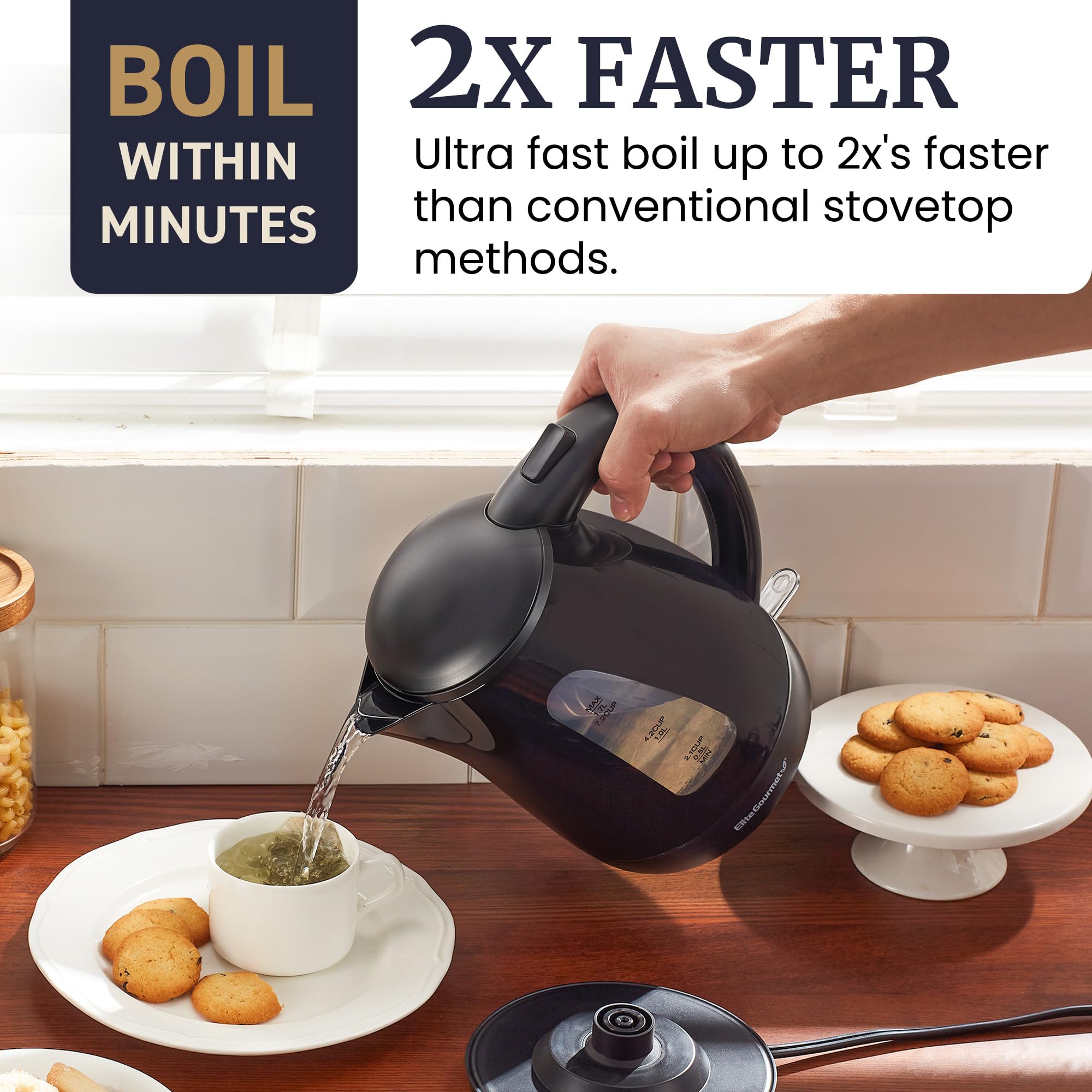 Boil-dry protection on Elite Gourmet EKT8690X kettle prevents element damage