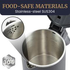 Large pouring spout with free-flow filter ensures smooth pours