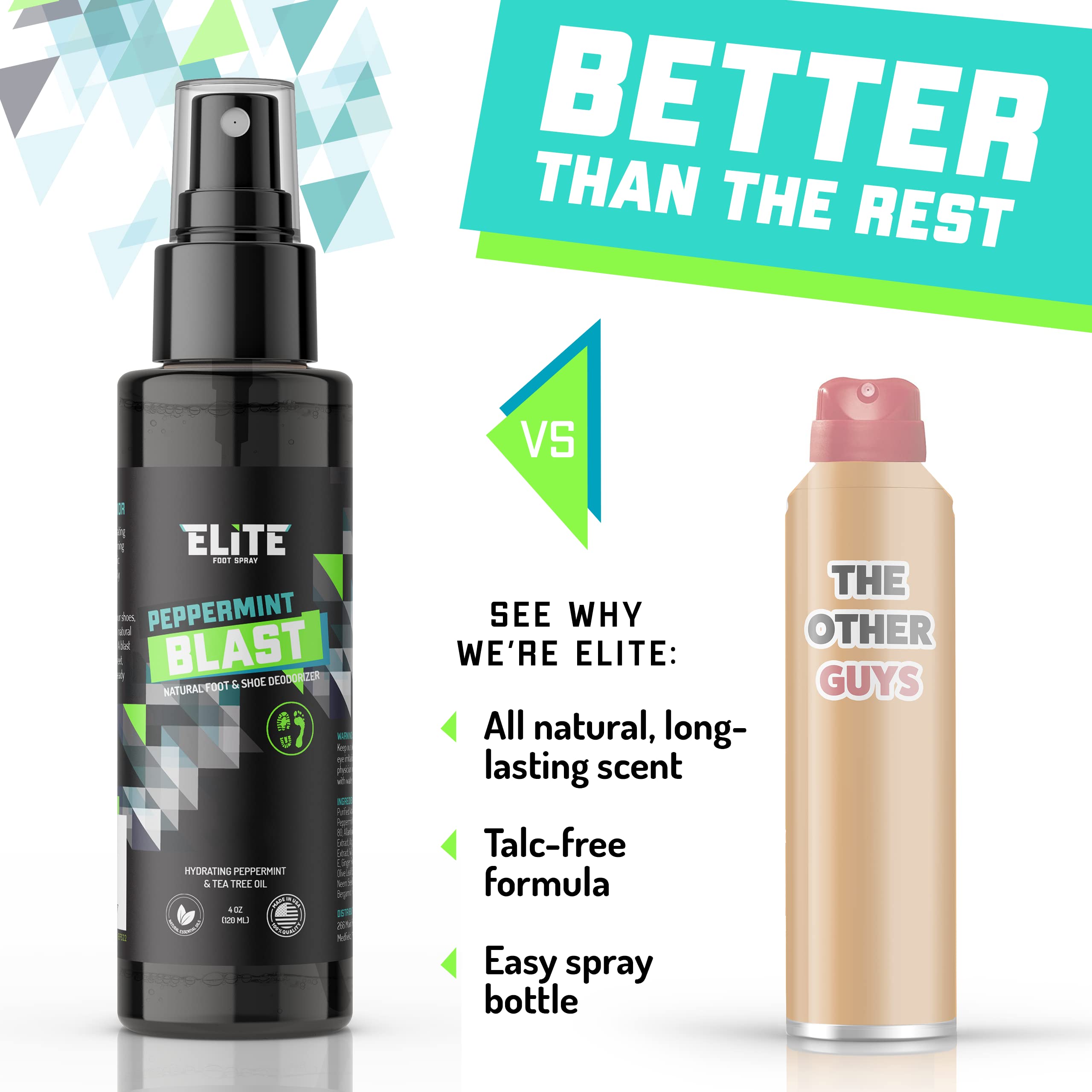 Spray mist demonstrates quick freshness for athletic shoes.