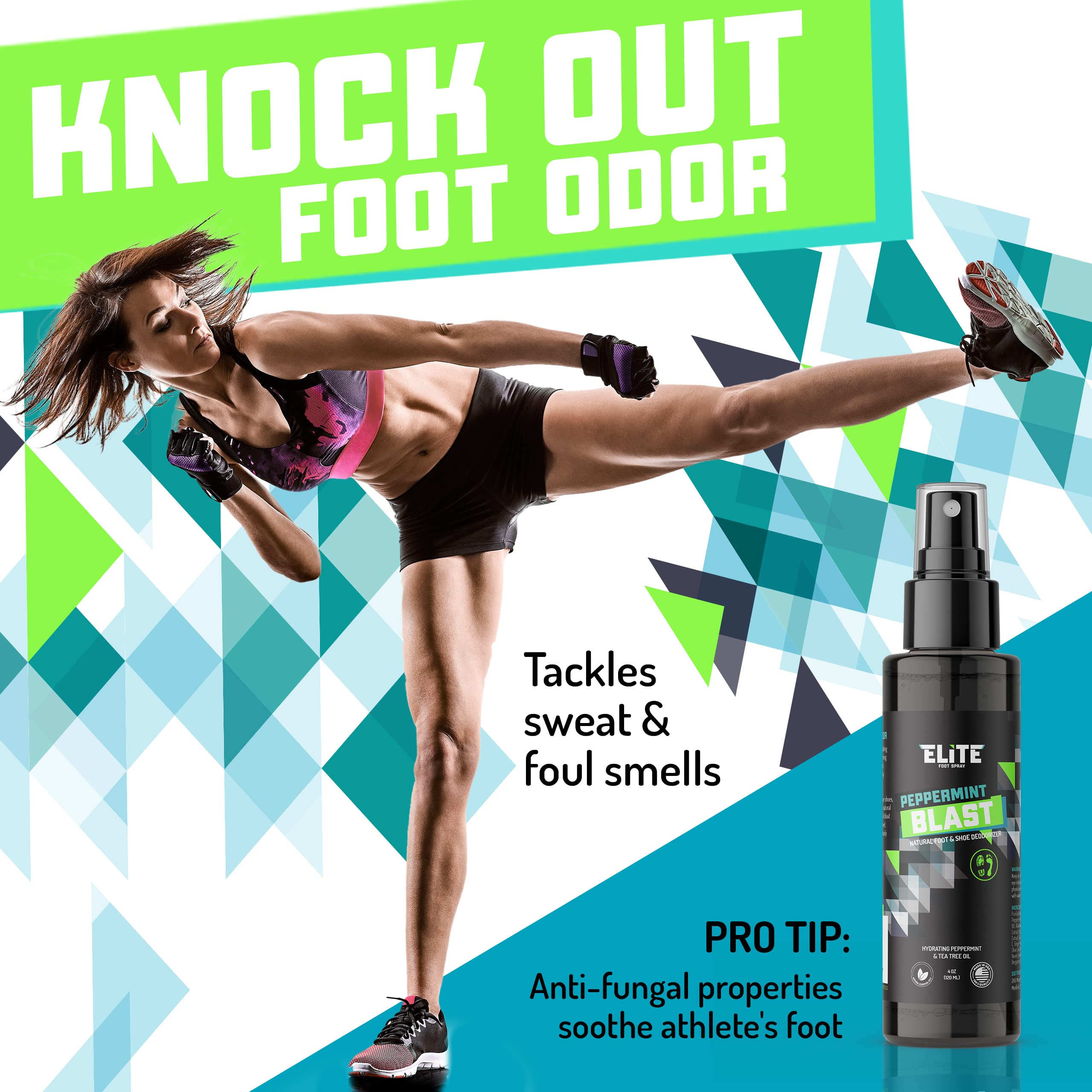 Used after workouts to curb foot odor in sneakers.