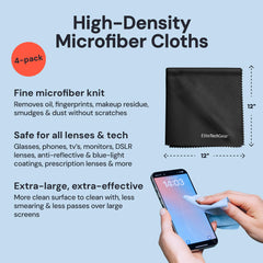 Elite Tech Gear streak-free microfiber cloth for eyeglasses keeps lenses clear.