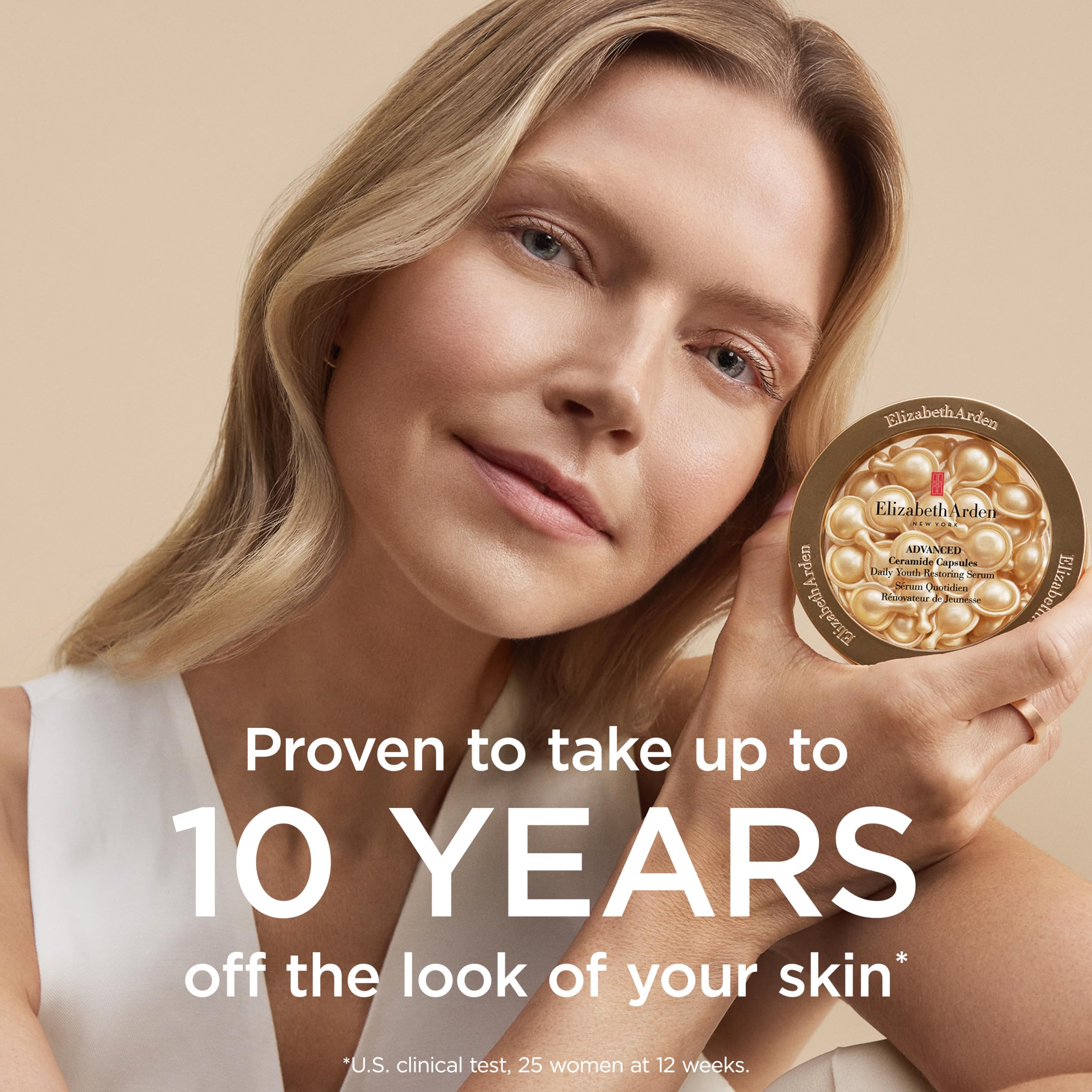 Elizabeth Arden Advanced Ceramide Capsules applied to face and neck before moisturizer.