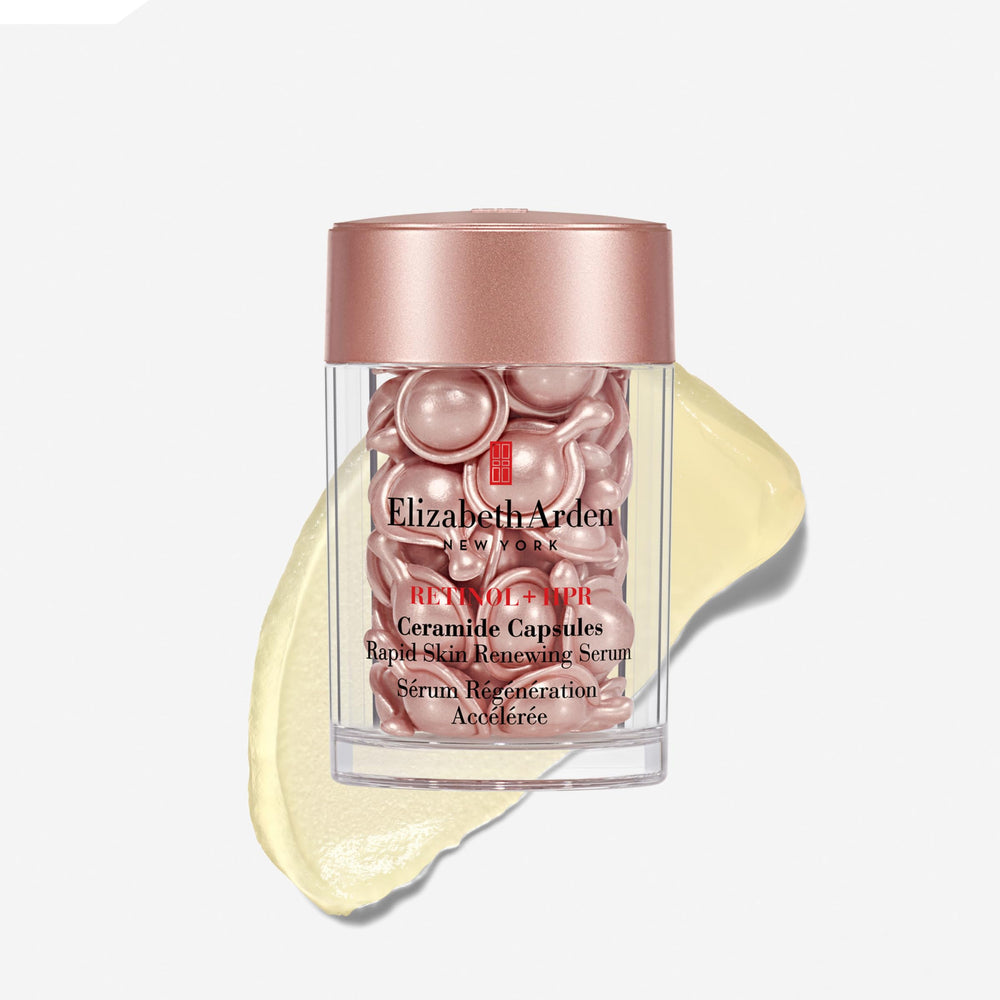 Elizabeth Arden retinol-hpr ceramide capsules pack open showing individual doses for renewal.