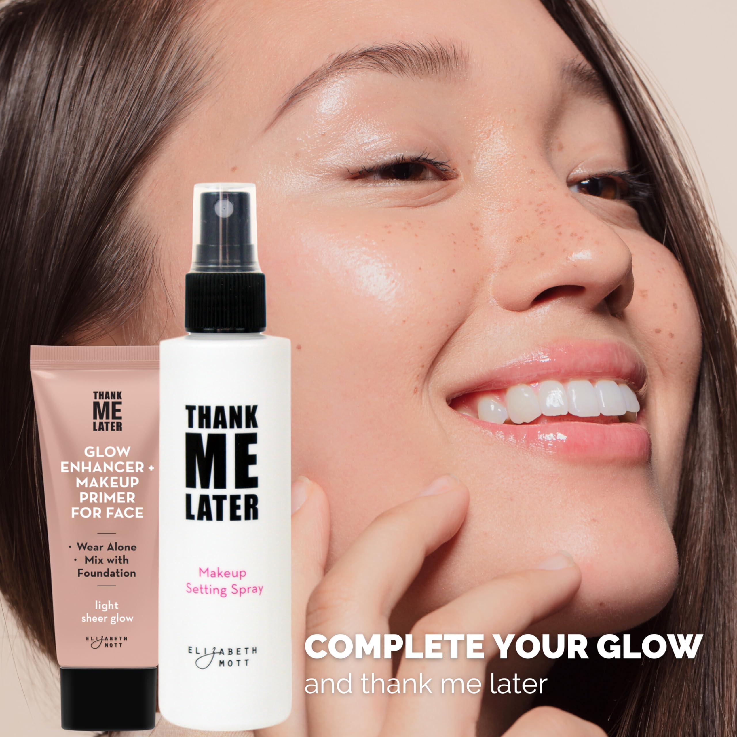 Elizabeth Mott Thank Me Later Glow Primer compact is easy to carry for on-the-go glow.