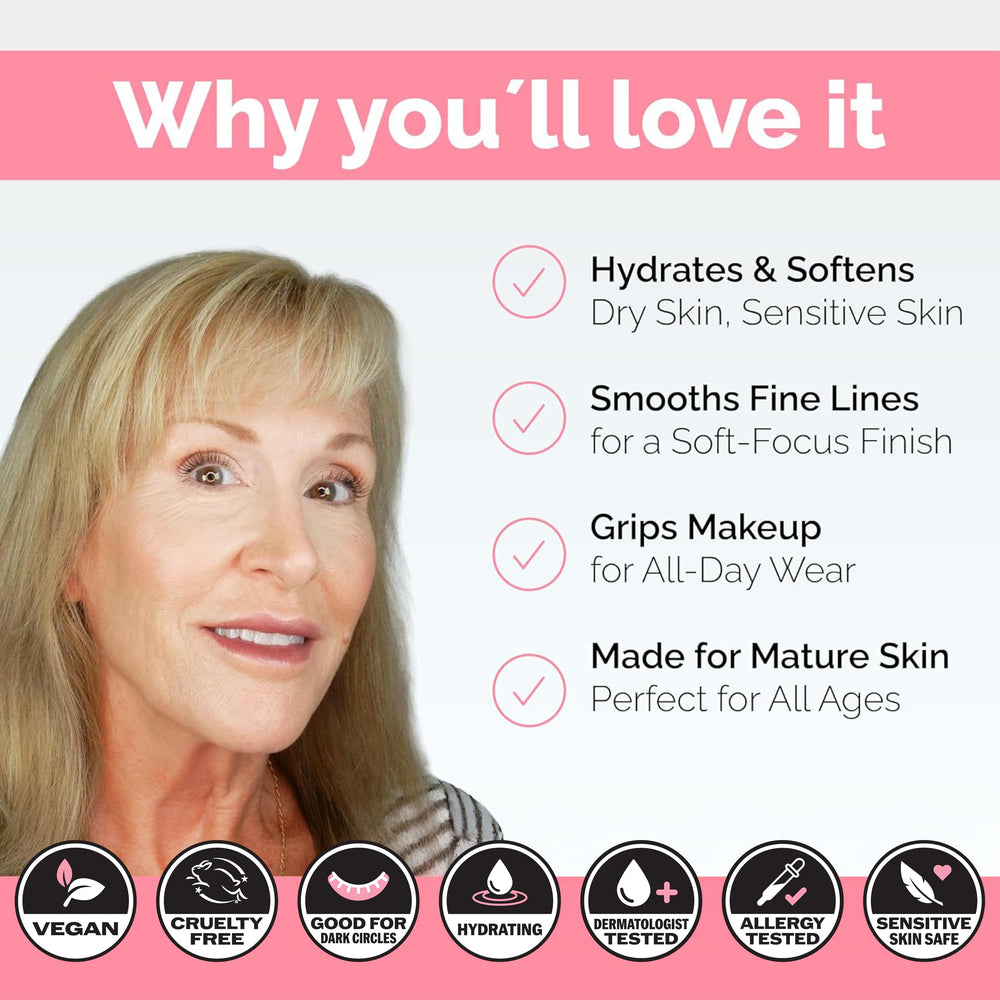 Elizabeth Mott Thank Me Later Primer applied to face for even makeup glide