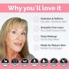 Elizabeth Mott Thank Me Later Primer applied to face for even makeup glide