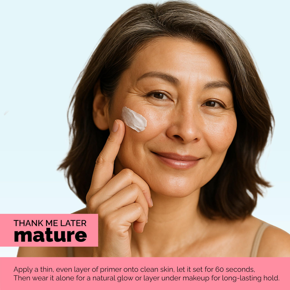 Elizabeth Mott Thank Me Later ingredients visuals with sunflower oil and hyaluronic acid