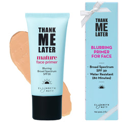 Elizabeth Mott Thank Me Later Primer bottle creates a lightweight base for smooth, long-wearing makeup.