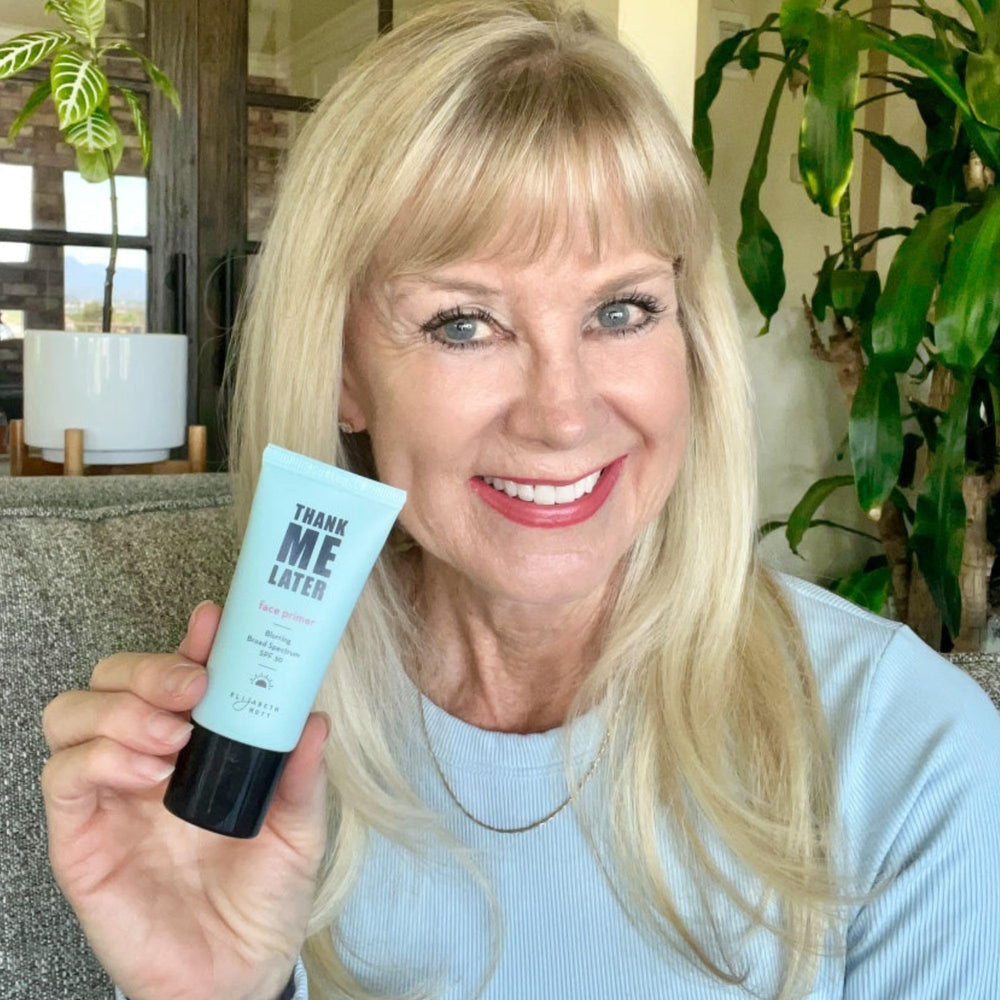 Elizabeth Mott Thank Me Later Primer texture swirl shows blurring, velvety feel.