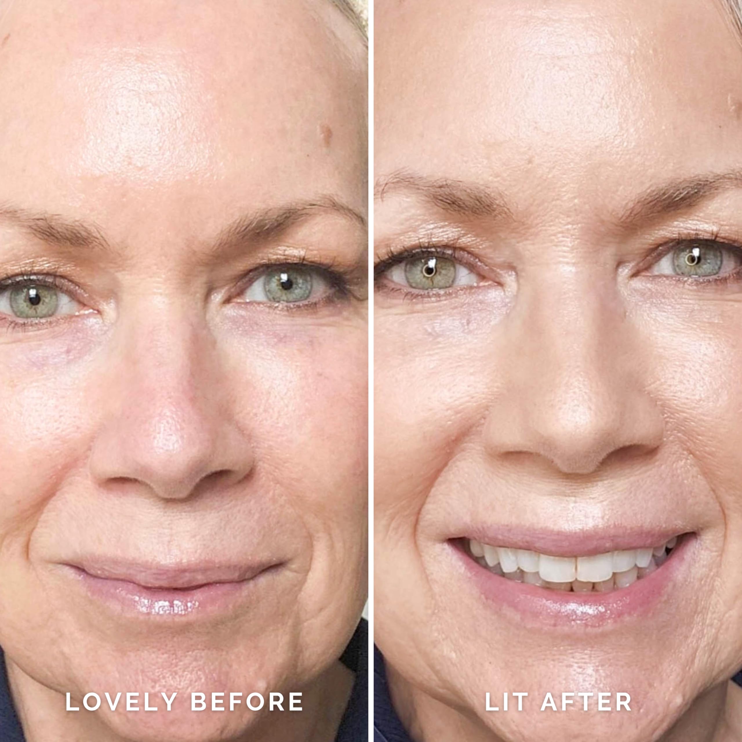 Elizabeth Mott Thank Me Later Glow Primer under foundation swatch demonstrates versatile dew-kissed finish.