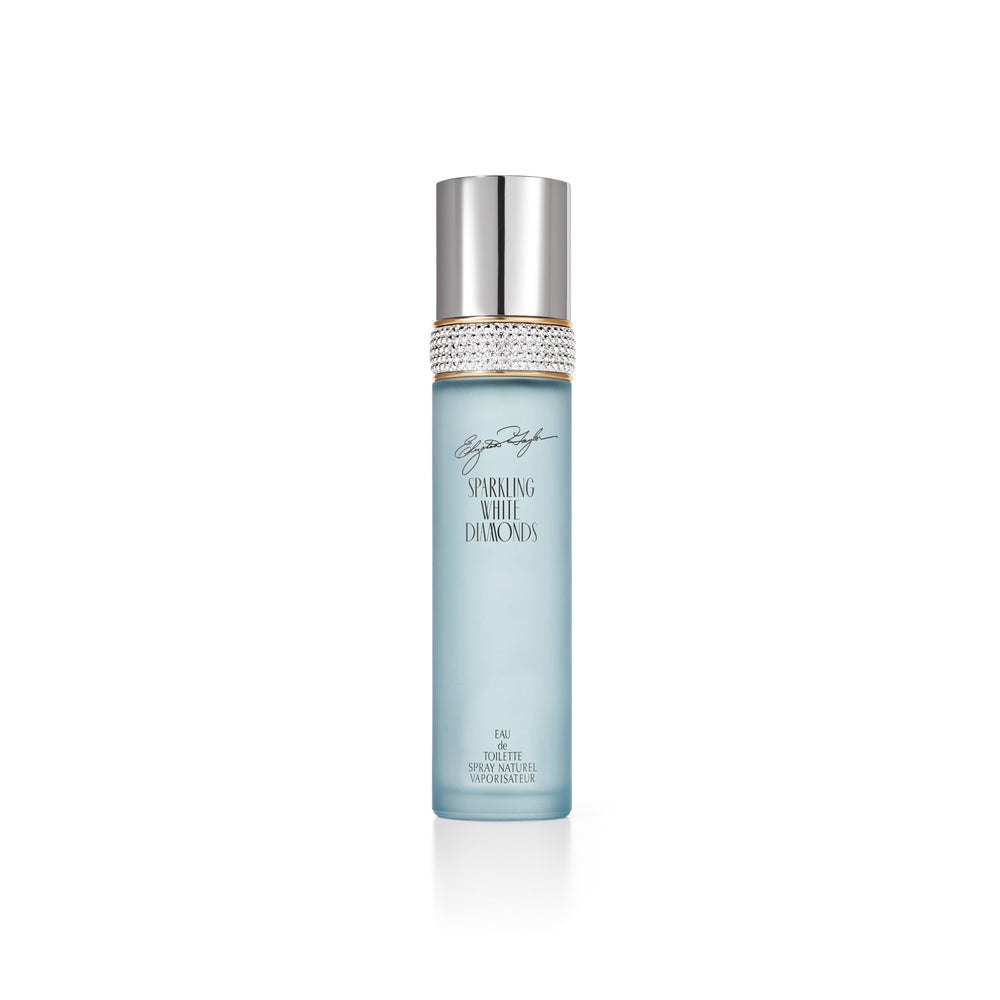 Elizabeth Taylor Sparkling White Diamonds cap closeup, signaling premium fragrance quality.