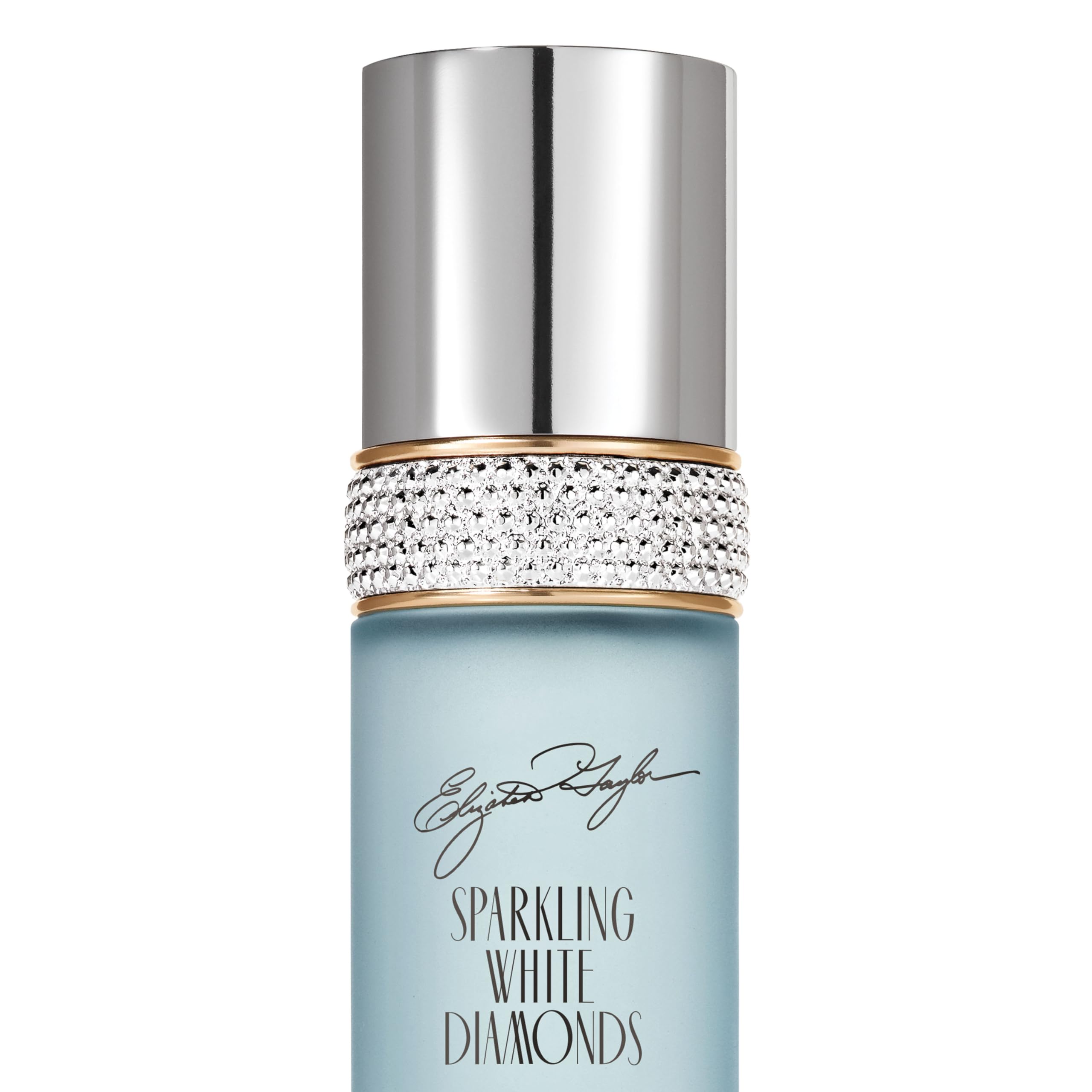 Elizabeth Taylor Sparkling White Diamonds held in hand, convenient on-the-go fragrance.