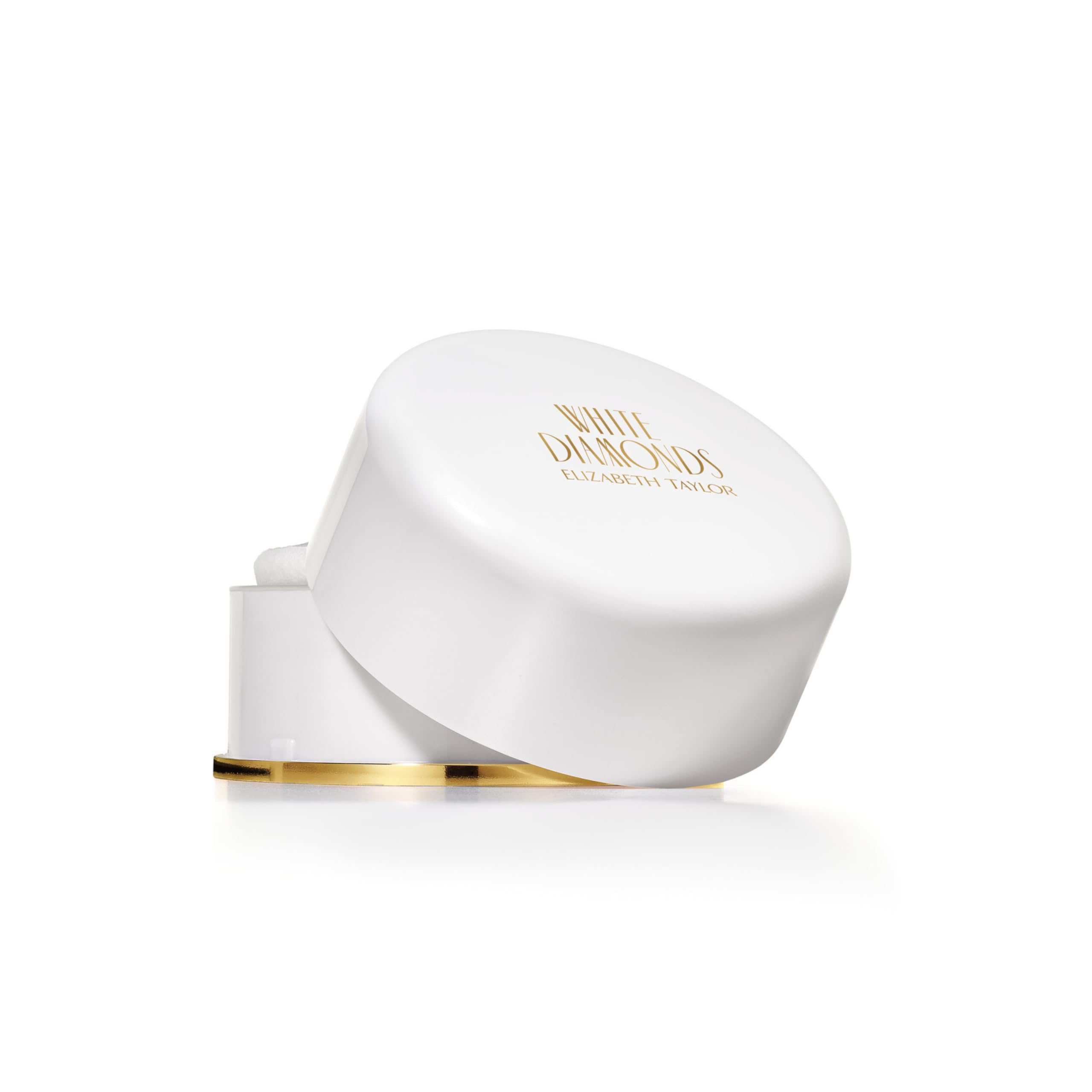 Elizabeth Taylor White Diamonds body powder jar for subtle lasting fragrance