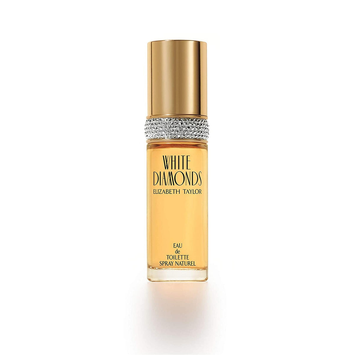Elizabeth Taylor White Diamonds bottle front, a timeless daily fragrance for confident women.