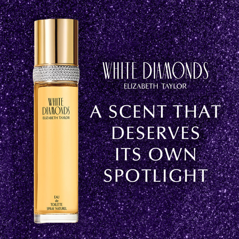 Elizabeth Taylor White Diamonds floral notes closeup suggesting bright aldehydes and lily.