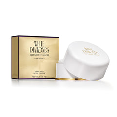 Close-up of White Diamonds powder puff for easy, even application