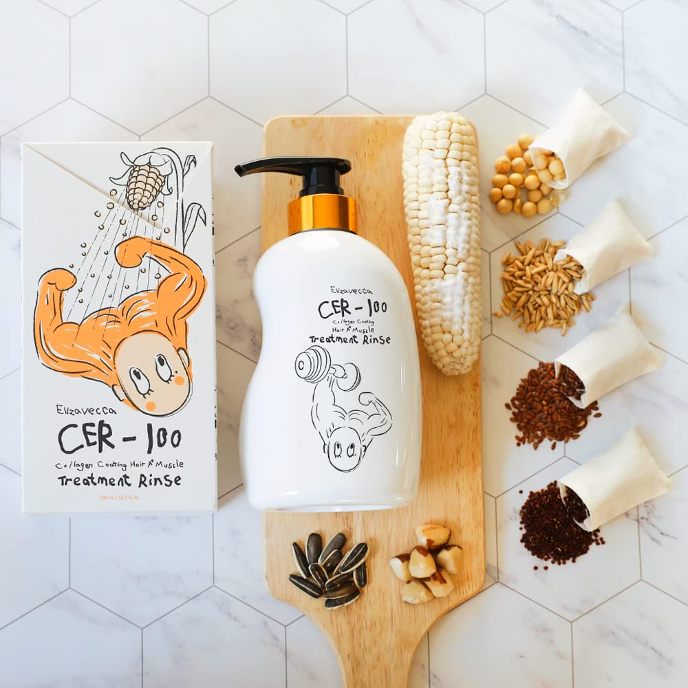 Bottle angled for convenient flow of Elizavecca Collagen Coating Hair Treatment Rinse