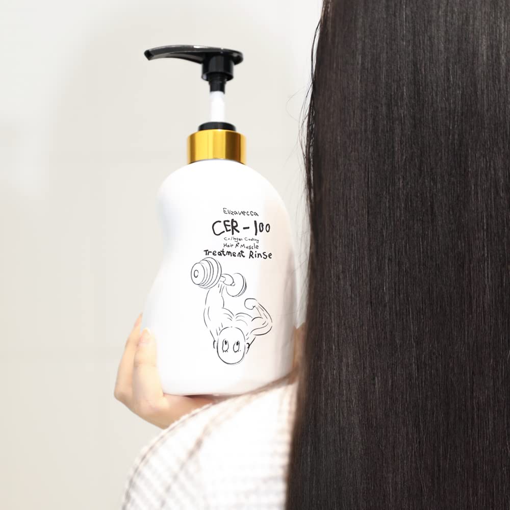 Towel-dried hair after Elizavecca rinse appears smooth and hydrated