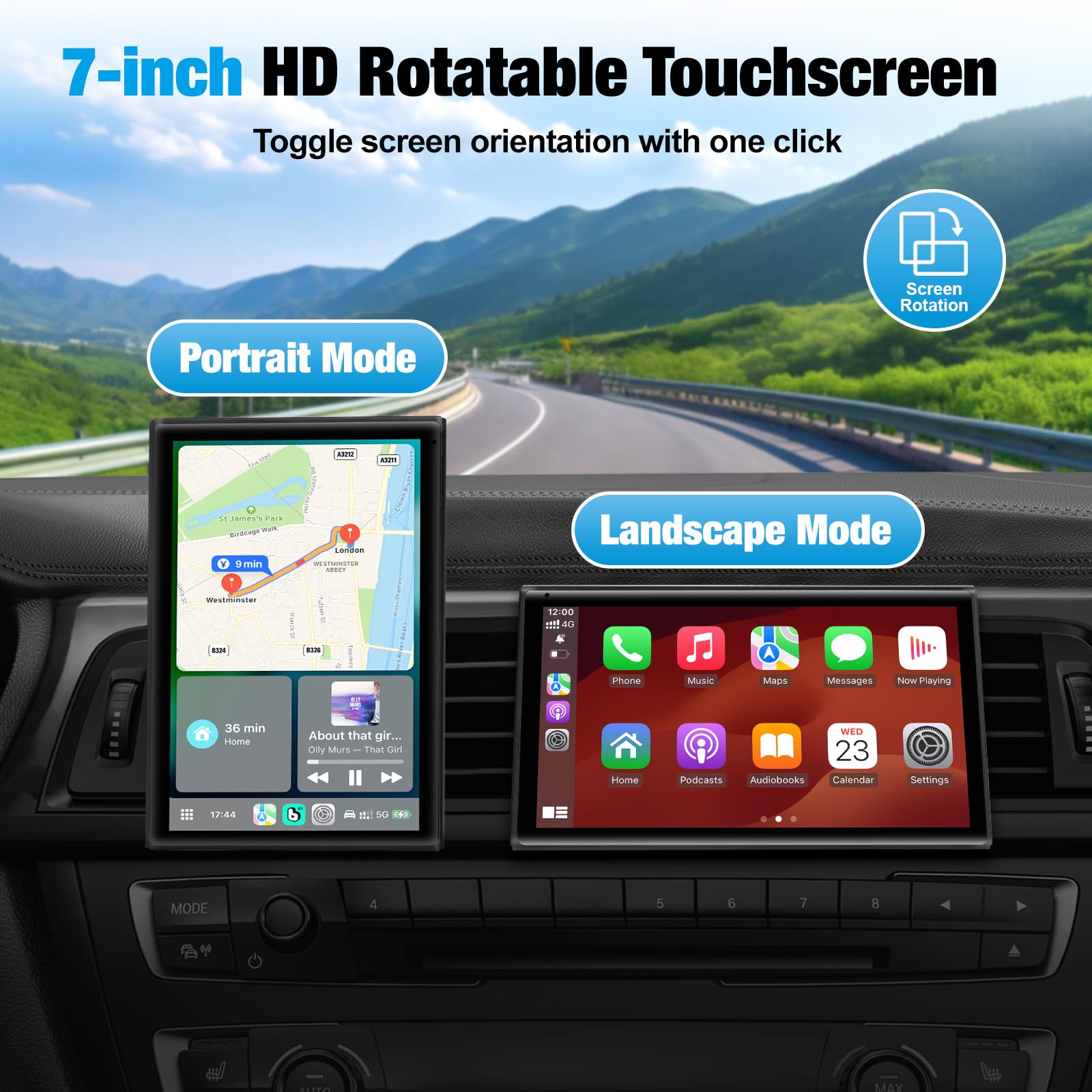ELJBELG voice-controlled screen lets you use Siri or Google Assistant safely while driving.