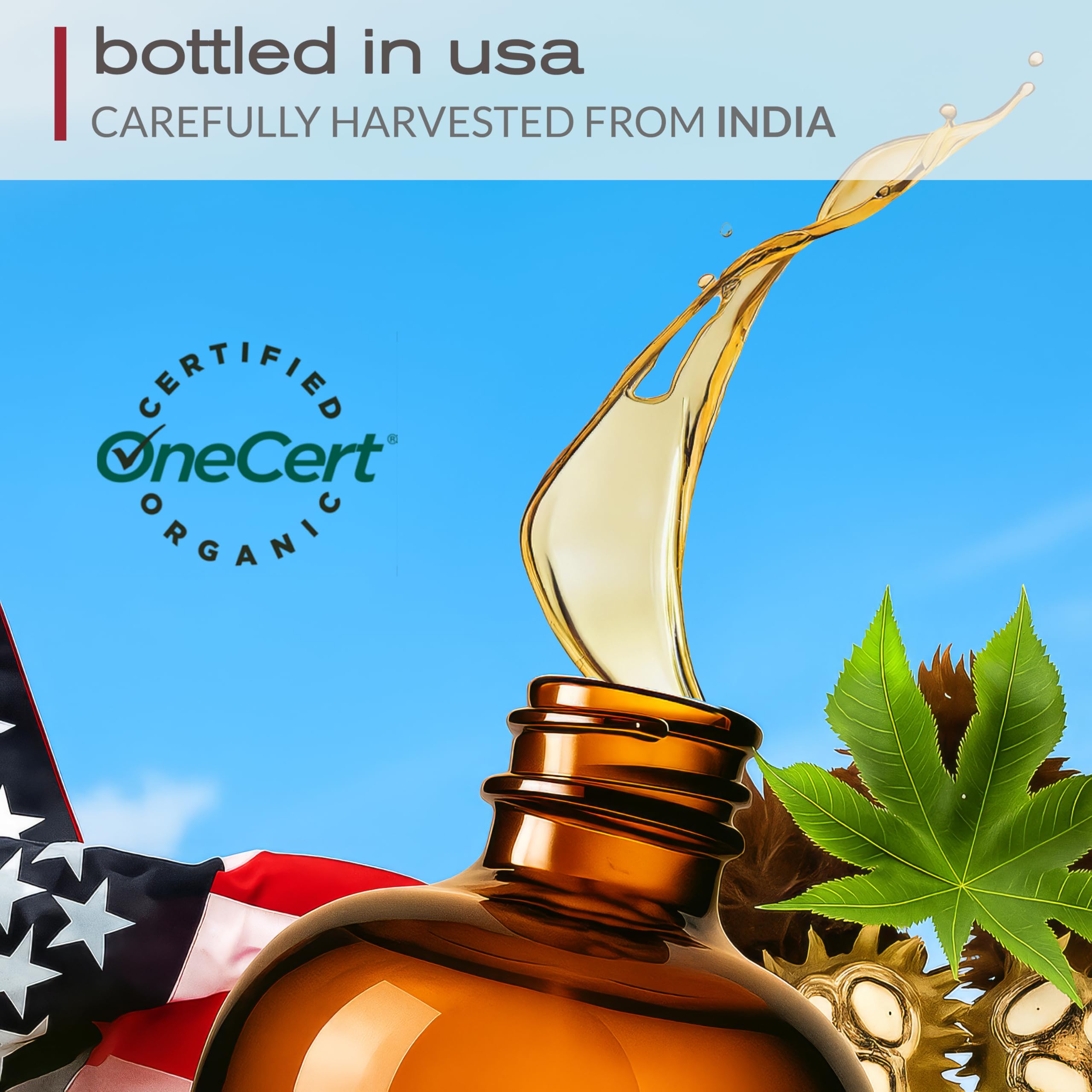 Ella & Eden USDA Organic label on the 32 oz castor oil bottle