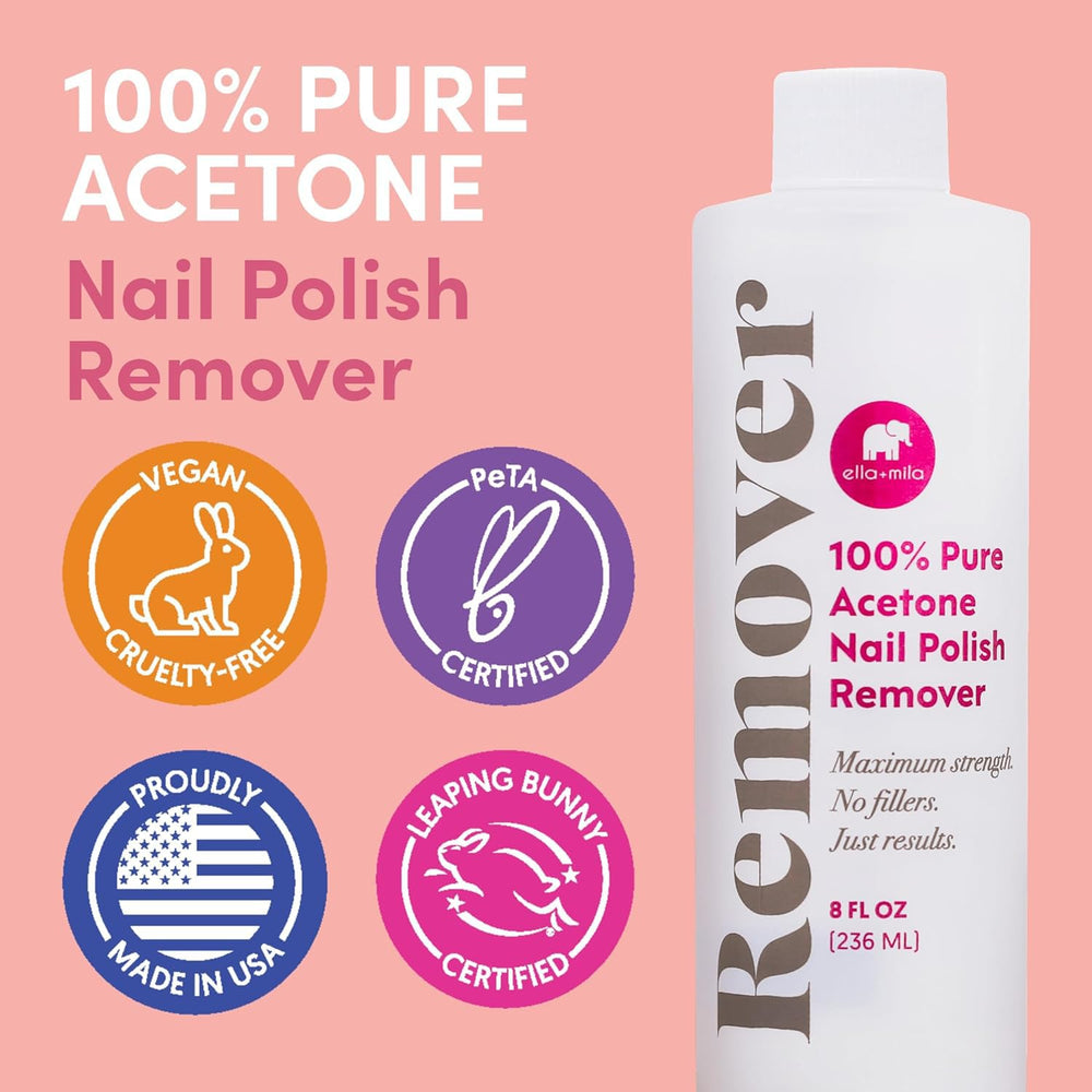 Ella Mila acetone remover with cotton pad prepared for soak-off.
