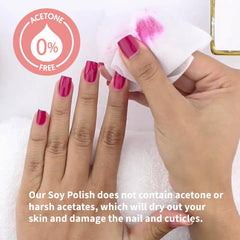 close-up of nail being wiped clean with remover