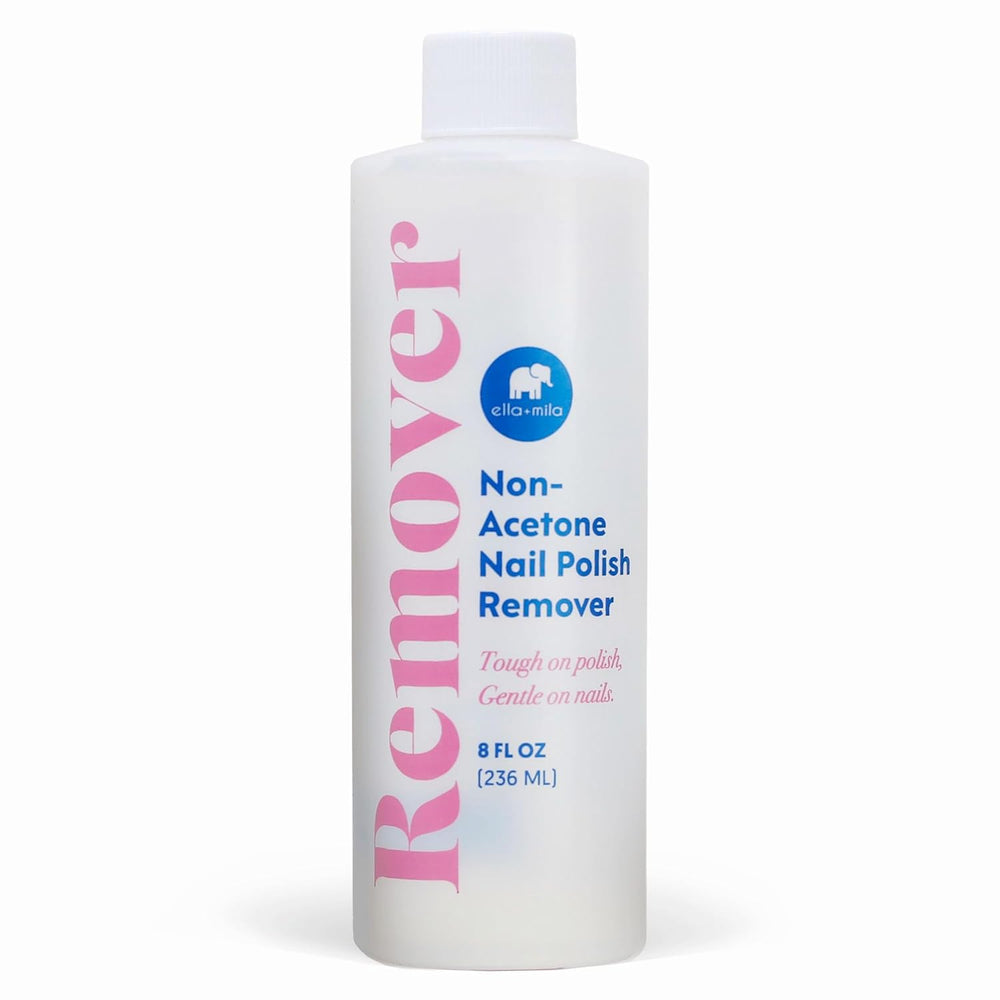 ella-mila non-acetone remover bottle for gentle polish removal and nourishment.