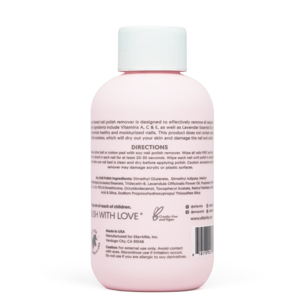 ella-mila bottle on bathroom shelf signals everyday-friendly nail care routine.