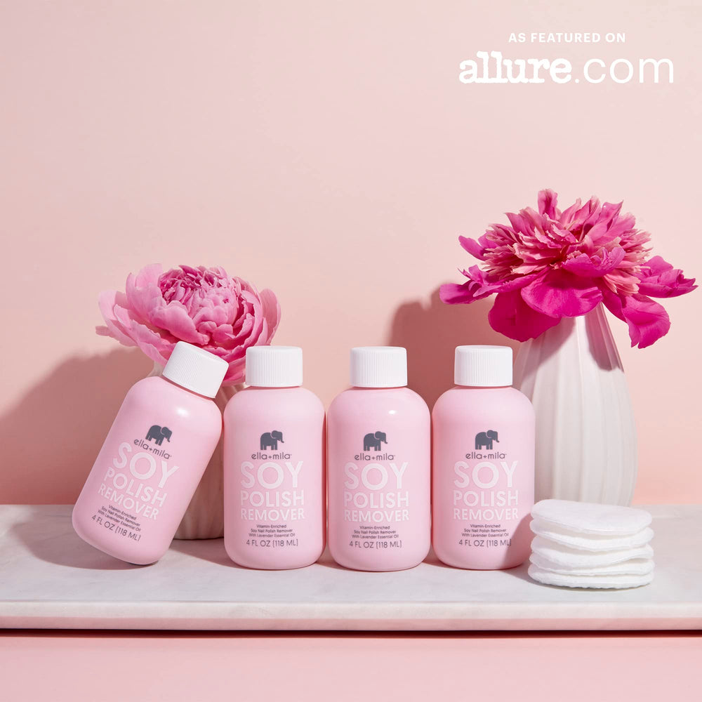 ella-mila remover bottle label notes USA-made and toxin-free claims.