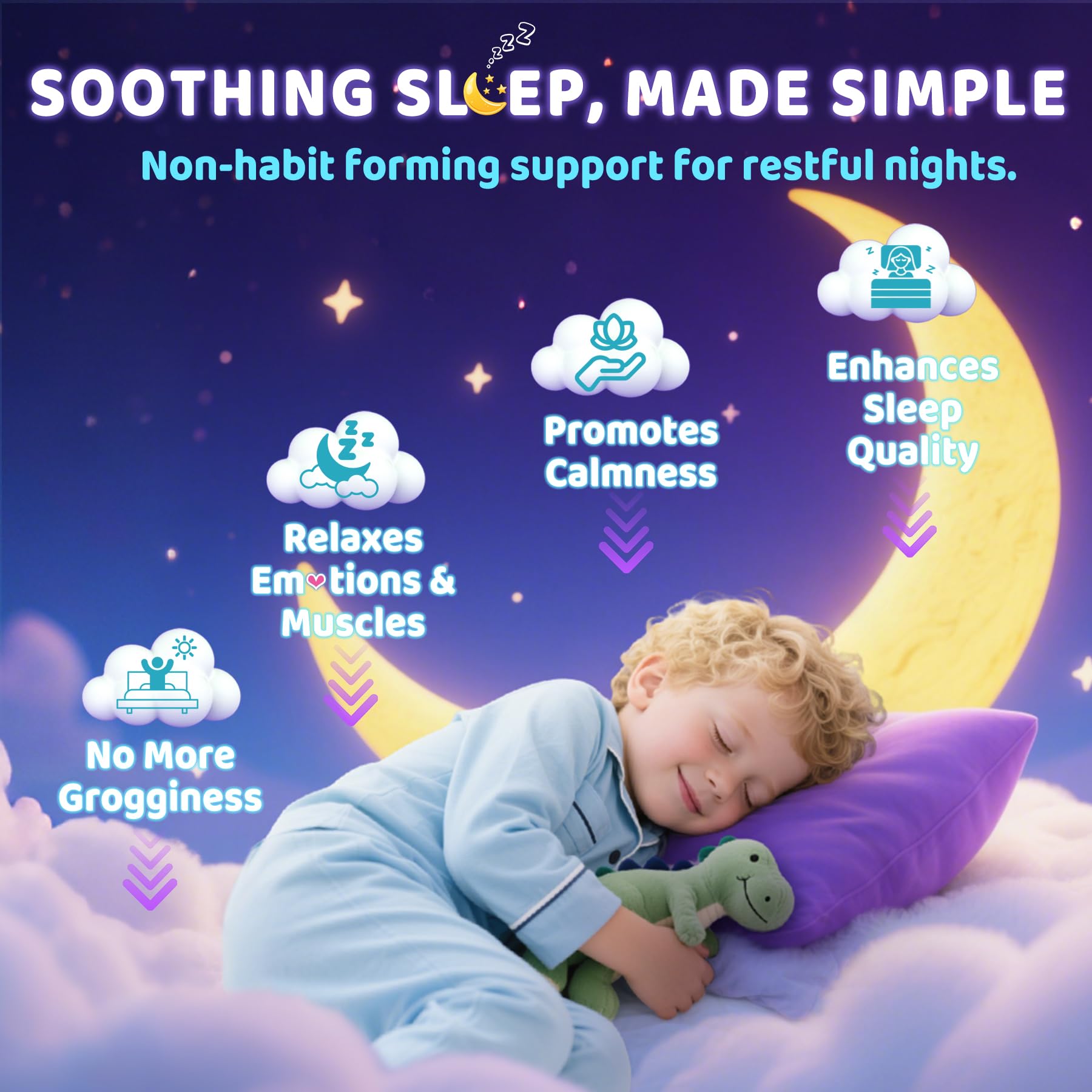 ELLAMENTZ Kids Sleep Gummies close-up of gummies with natural strawberry flavor.