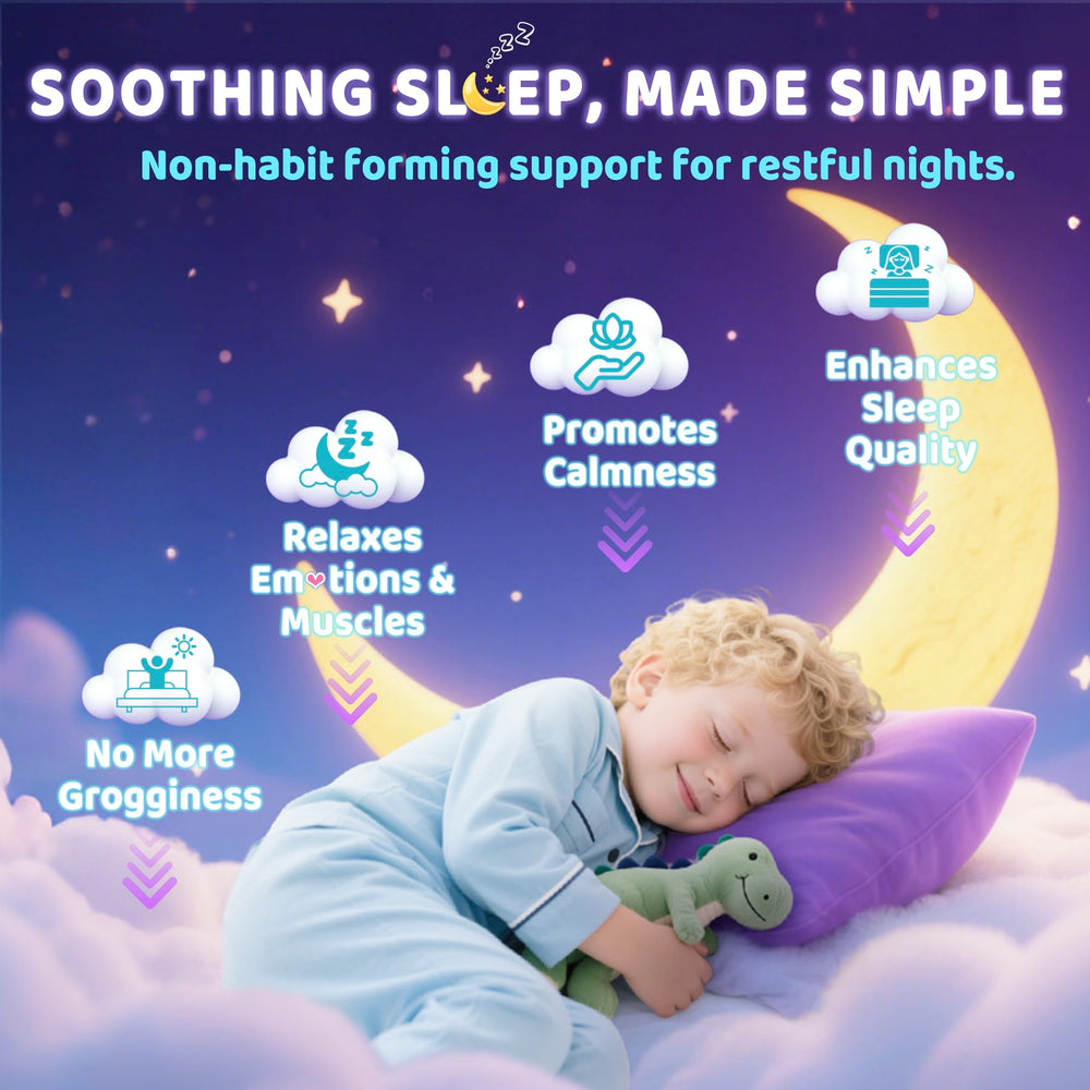ELLAMENTZ Kids Sleep Gummies close-up of gummies with natural strawberry flavor.