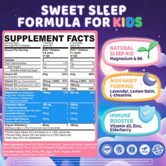 ELLAMENTZ Kids Sleep Gummies package emphasizes no-melatonin sleep support.