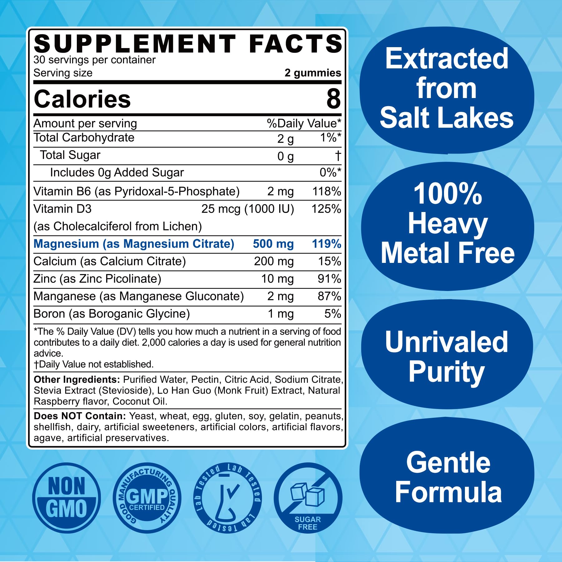 ELLAMENTZ Magnesium Citrate Gummies closeup showing soft, chewable texture for easy daily calm