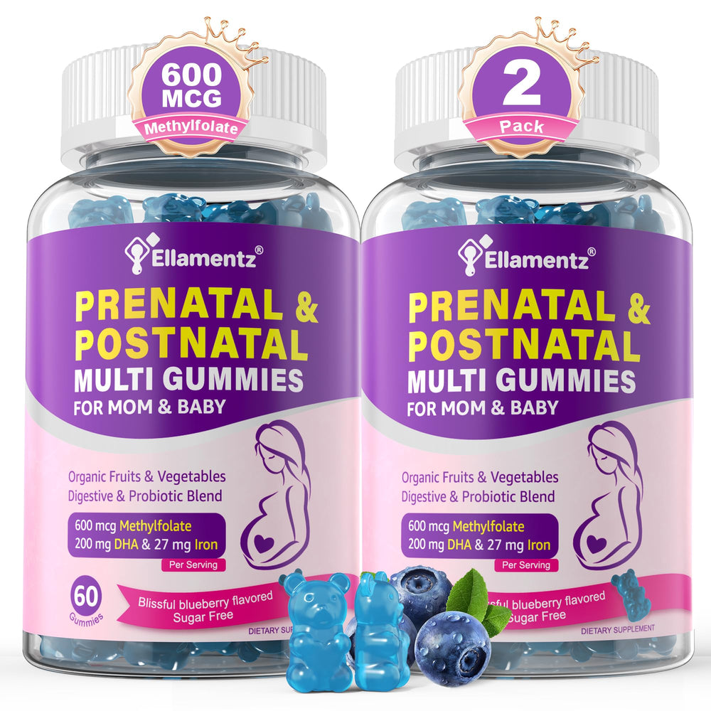 ELLAMENTZ prenatal vitamins bottle pouring for easy daily use