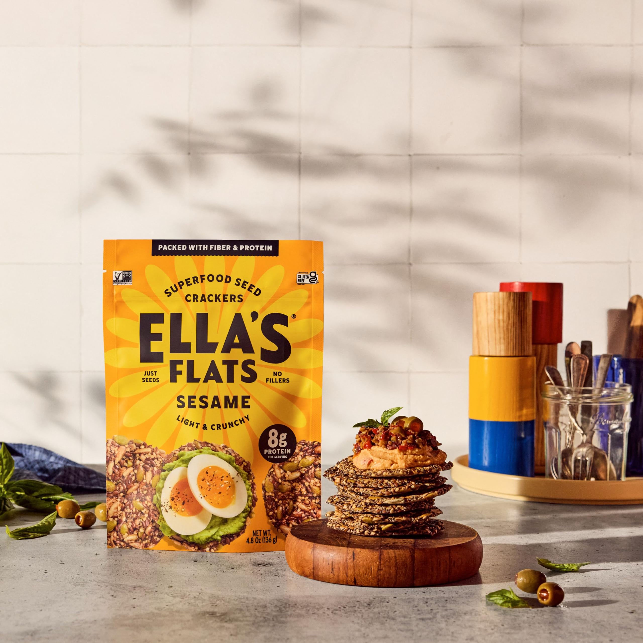 Ella’s Flats seeds detail emphasizes simple, seed-forward ingredients and clean labeling.