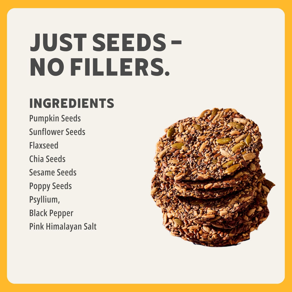 On-the-go snack with Ella’s Flats sesame crisps offers portable satisfaction.
