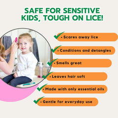 Ella's Kids Shield and Shine spray mist on hair for easy detangling.