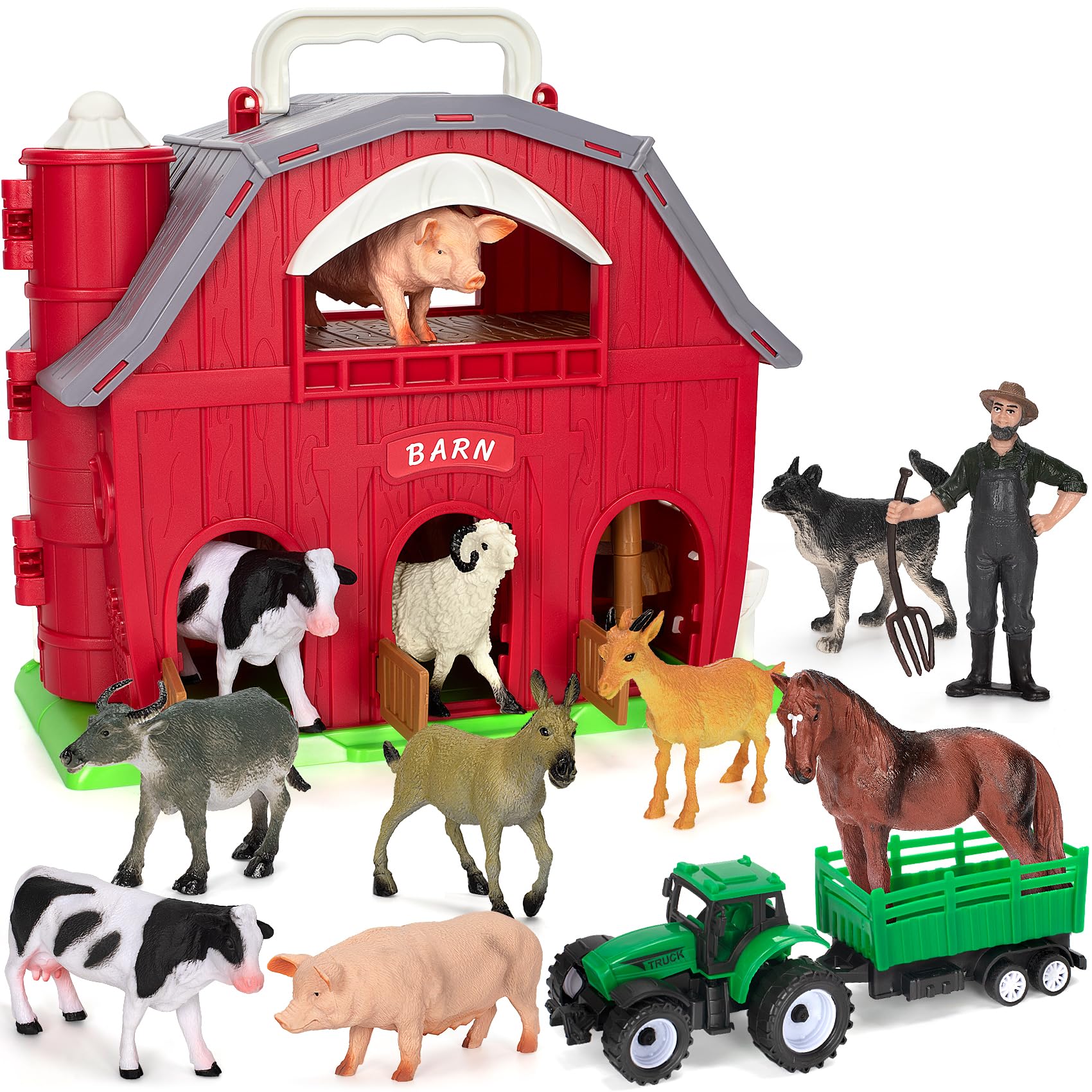 Ellinjan big red barn playset enables imaginative farm play and storytelling