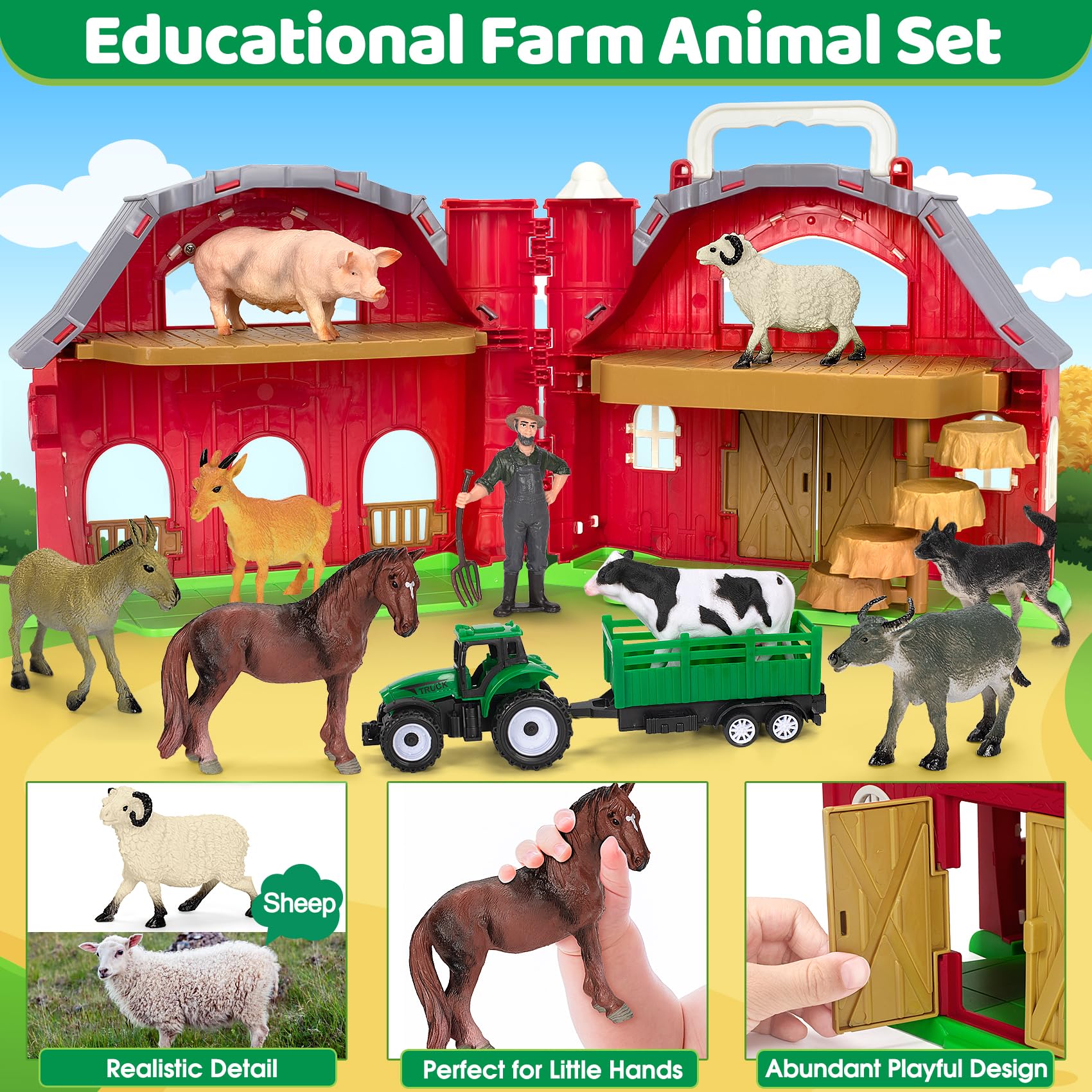 Ellinjan cow figure supports animal role-play and early learning fun