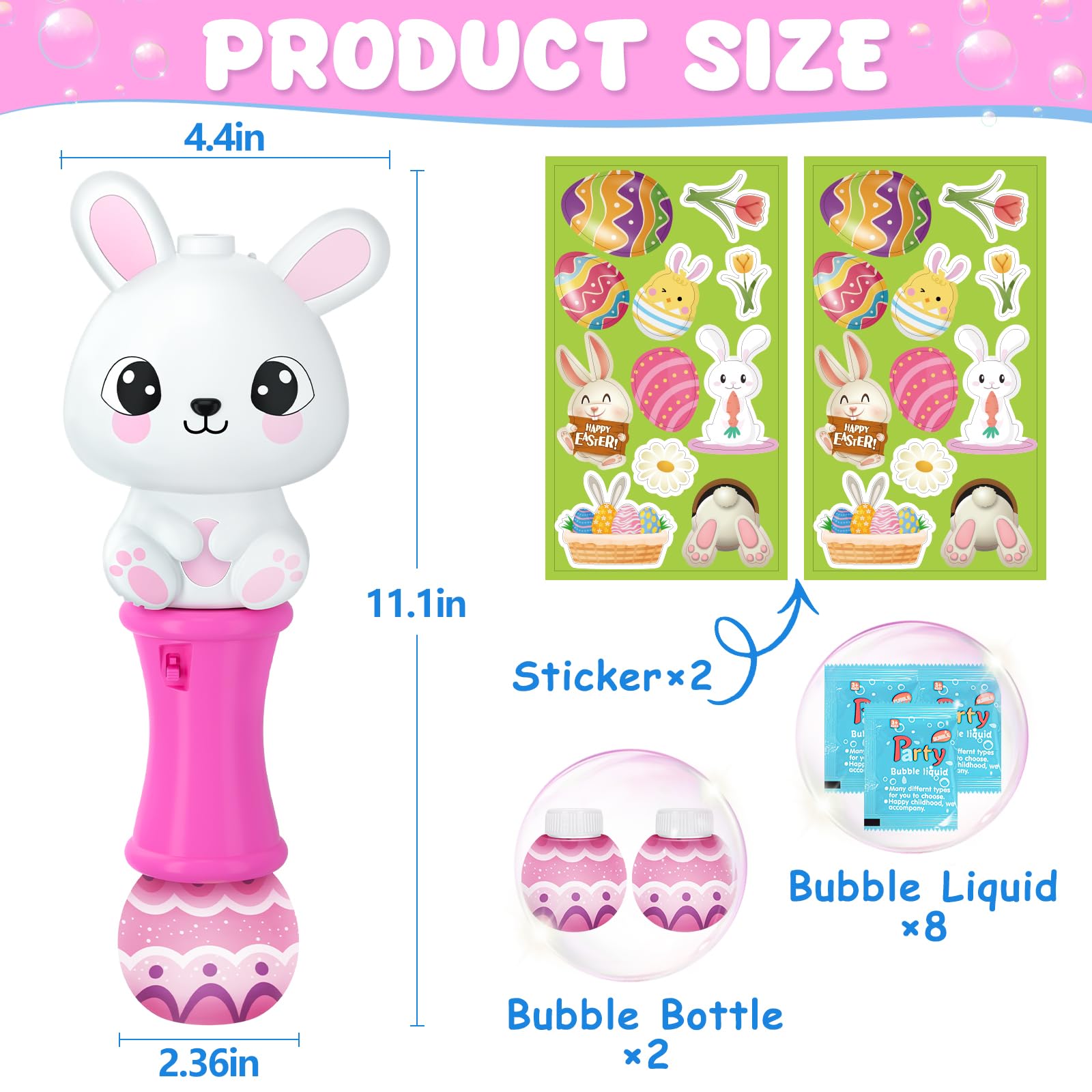 Ellinjan Easter Bunny Bubble Wand purple LED for magical playtime