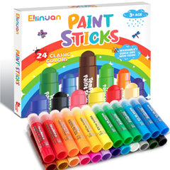 Ellinjan Tempera paint sticks 24 colors for vibrant kid art projects