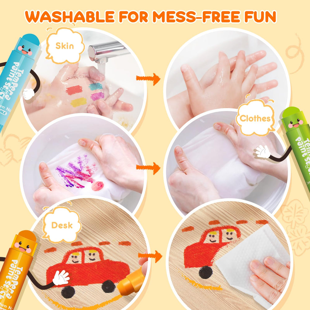 Ellinjan Tempera paint sticks provide mess-free coloring for kids
